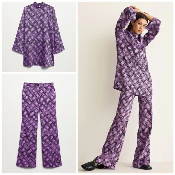 Mango Co-Ord Modest Set Geometric Print - Picture 1 of 7